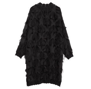 流苏蕾丝设计感裙子 连衣裙女夏季 EAM STUDIO欧美性感透视宽松长袖