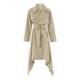 EAM STUDIO英伦风卡其色不规则裙摆风衣外套设计感系带收腰大衣女