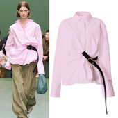 中长款 EAM 上衣 褶皱收腰衬衫 女设计感腰带时尚 STUDIO2025春季 新款