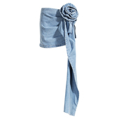 EAM STUDIO立体玫瑰花装 饰飘带设计感高腰包臀短裙牛仔半身裙夏女