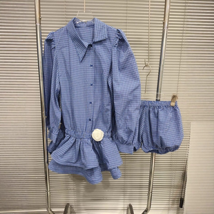 连衣裙花苞短裤 EAM 韩系荷叶边条纹格子衬衫 新款 STUDIO2026年春季