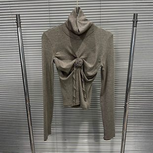 小衫 EAM 打底针织衫 独特立体花朵褶皱高领长袖 STUDIO2025秋冬新款