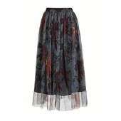 中长款 EAM STUDIO复古印花多层网纱高腰a字半身裙女春秋装 蓬蓬裙