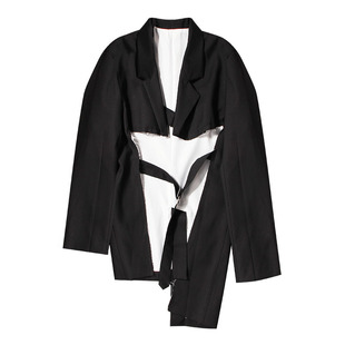 上衣潮 外套女中长款 EAM STUDIO解构高级不规则裁剪镂空设计感西装