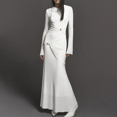 针织连衣裙女三层褶皱修身 EAM STUDIO越南小众设计师款 长裙子春秋