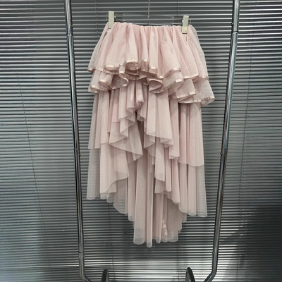 多层蛋糕裙高腰侧开叉蓬蓬半身裙