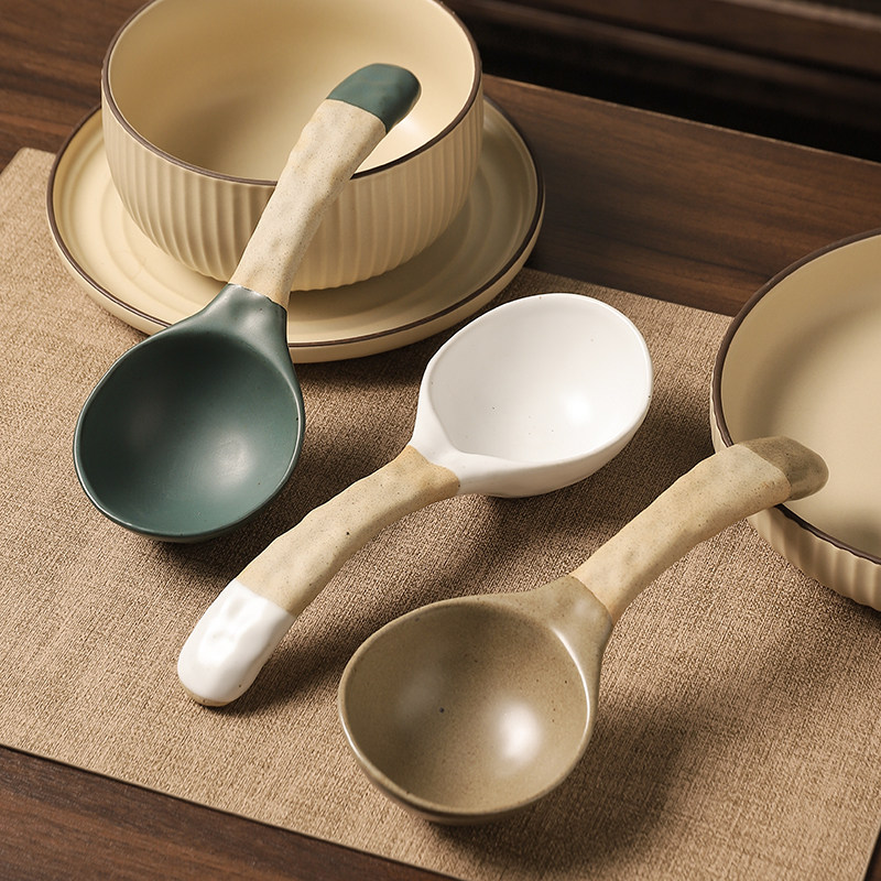 日式复古陶瓷大汤勺家用高档精致长柄盛汤粥勺网红喝汤勺子高颜值,厨房/烹饪用具,汤勺,淘宝优惠券,粉丝福利购,淘宝优惠卷
