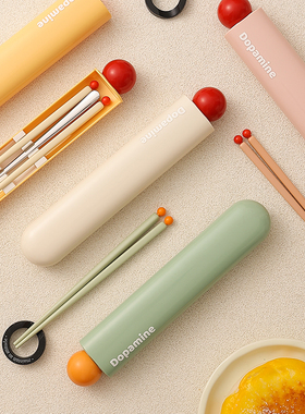 高颜值筷子勺子套装一人用便携餐具学生上班外带筷勺二件套收纳盒