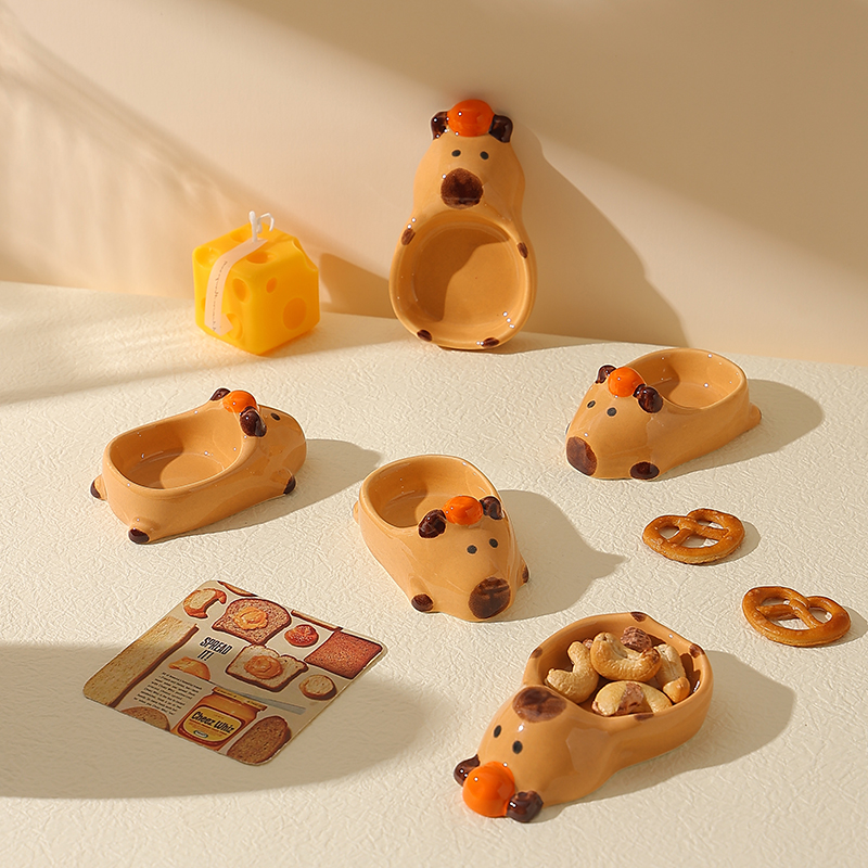 创意立体卡皮巴拉陶瓷调味碟