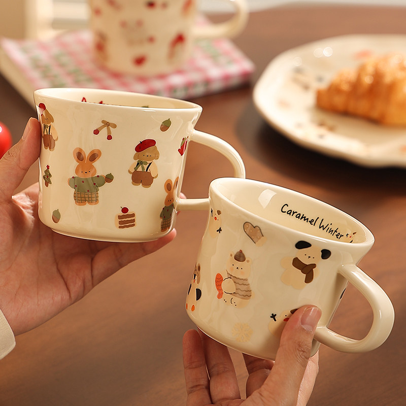 可爱陶瓷马克杯女生高颜值咖啡杯子办公室早餐杯燕麦杯儿童牛奶杯,餐饮具,马克杯,淘宝优惠券,粉丝福利购,淘宝优惠卷