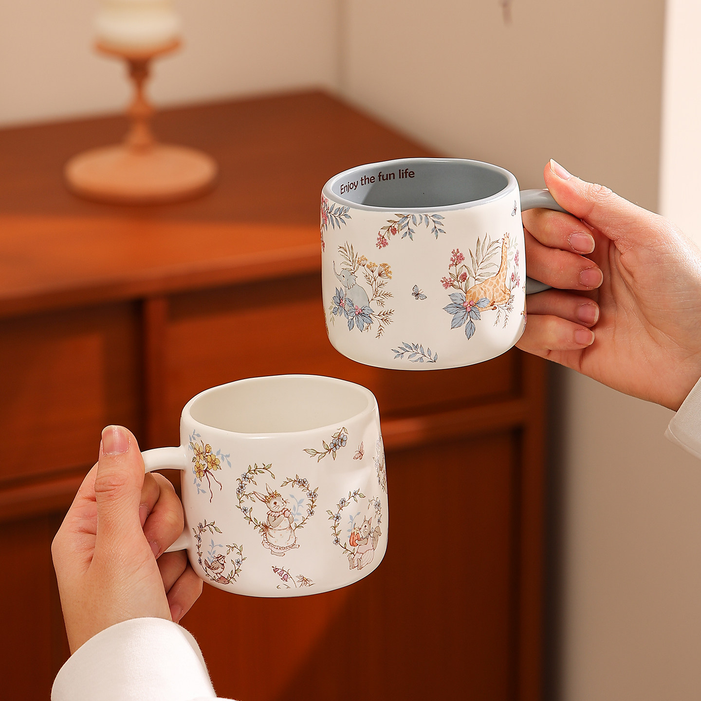 高颜值森系马克杯女生陶瓷杯漂亮喝水杯子办公室咖啡杯家用牛奶杯