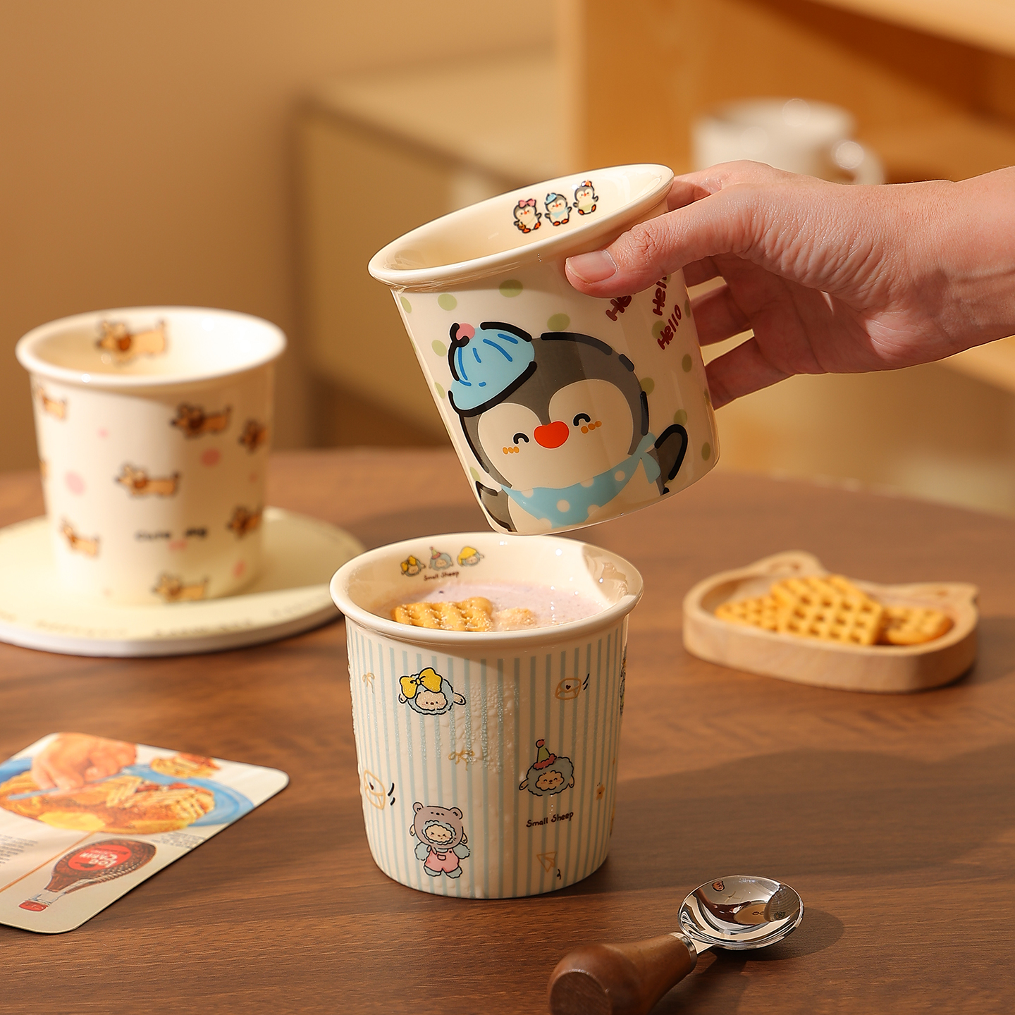 熊谷组创意可爱陶瓷手握马克杯