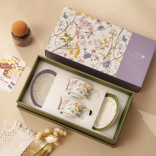 艺术感咖啡杯高档精致杯子陶瓷杯碟套装情侣对杯乔迁新居结婚礼物