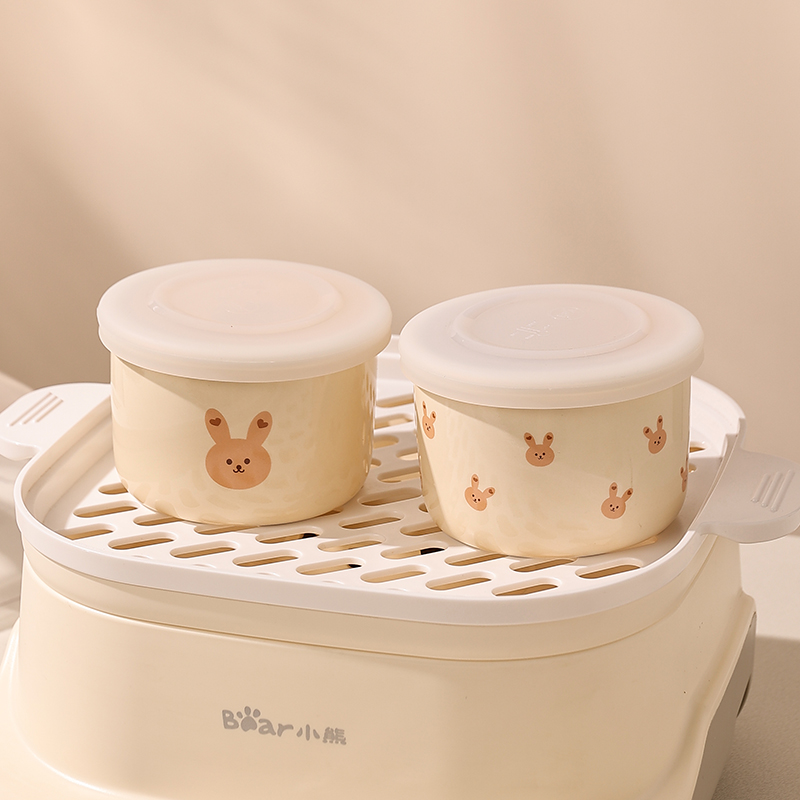 韩式外出辅食碗小碗新生婴儿碗婴儿专用碗便携带盖陶瓷蒸蛋辅食盒