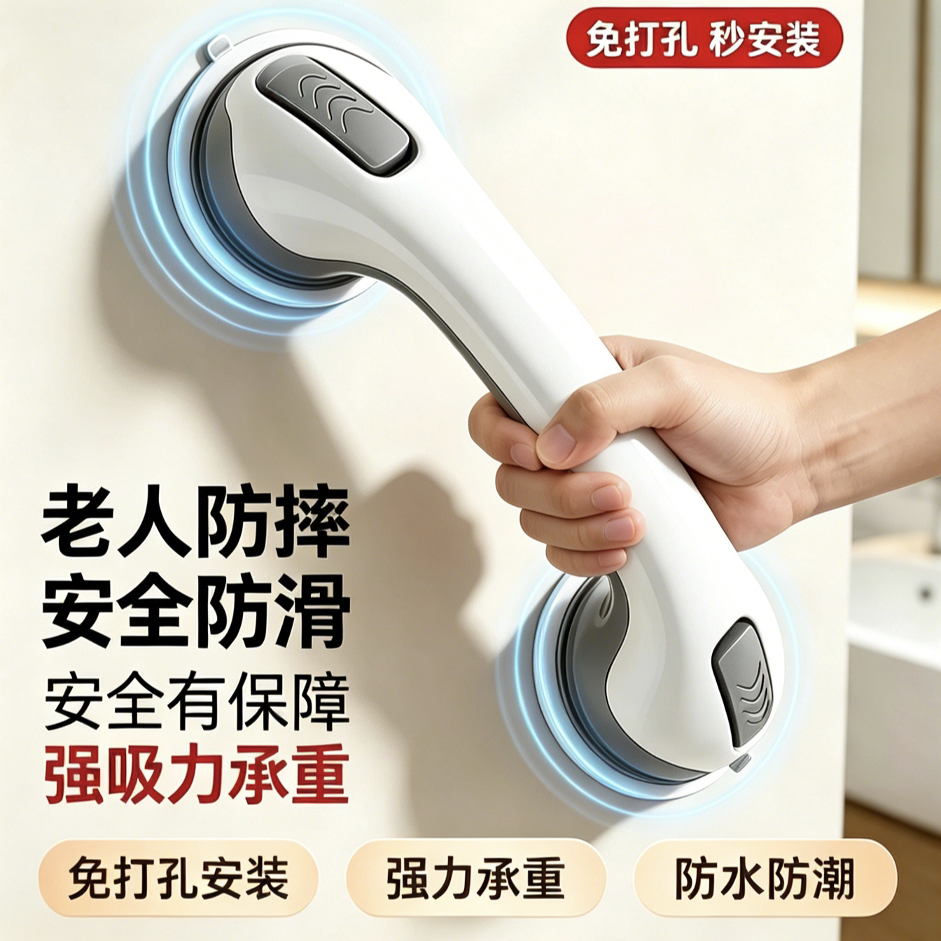 卫生间安全老人扶手儿童站立洗澡保护防滑摔倒厕所浴室免打孔吸盘