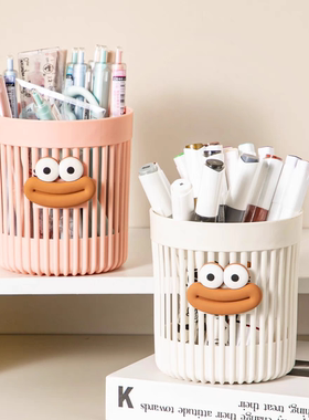 桌面收纳盒梳妆台化妆刷大容量收纳筒家用高颜值简约多功能笔筒