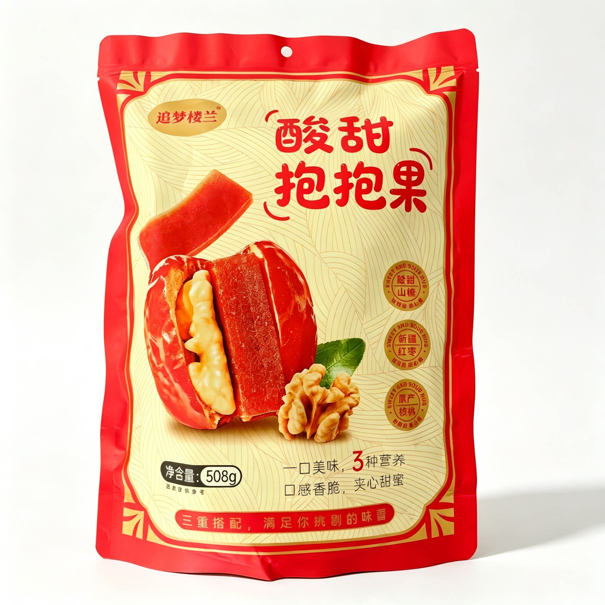 追梦楼兰酸甜抱抱果新疆红枣夹核桃仁山楂糕独立小包装解馋小零食