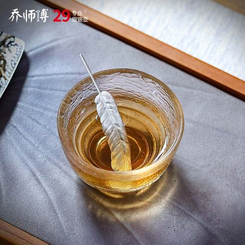 纯银999羽毛银叶子泡茶神器