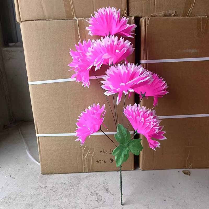 殡葬用品7头水晶菊 菊花枝花手把花花束清明节花祭祀用品墓地厂家