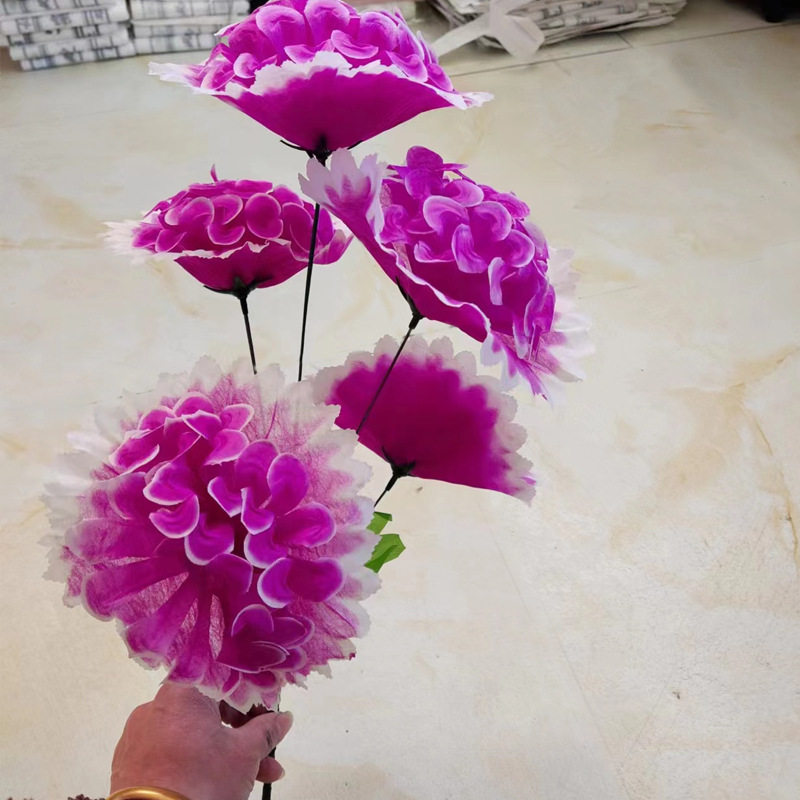 鑫鹏殡葬用品 5头太阳菊 手把花 花束把花仿真花厂家清明节用厂家