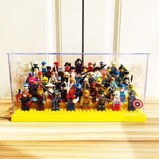 小人收纳盒透明亚克力透明防尘罩人仔展示盒阶梯架公仔柜拼装积木