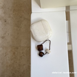 2代软壳pro新款 4代防摔保护套韩系简约 pro2耳机套pro3无线蓝牙苹果airpods1 ins奶白泼墨宝石适用airpods