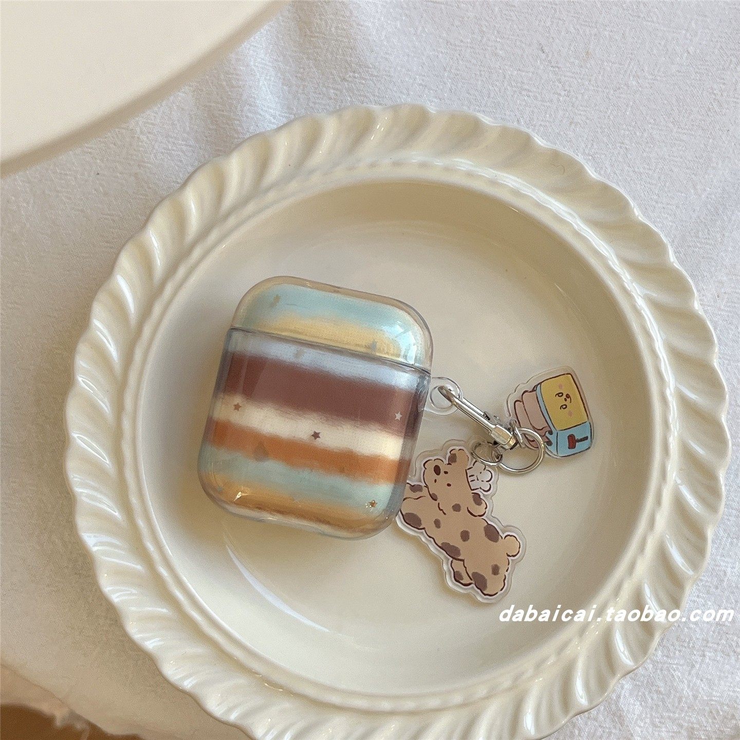 ins棕蓝条纹星星适用airpods pro3耳机套4代无线蓝牙苹果airpods1/2代耳机壳pro新款3代pro2防摔保护套韩系女,3C数码配件,耳机保护套,淘宝优惠券,粉丝福利购,淘宝优惠卷