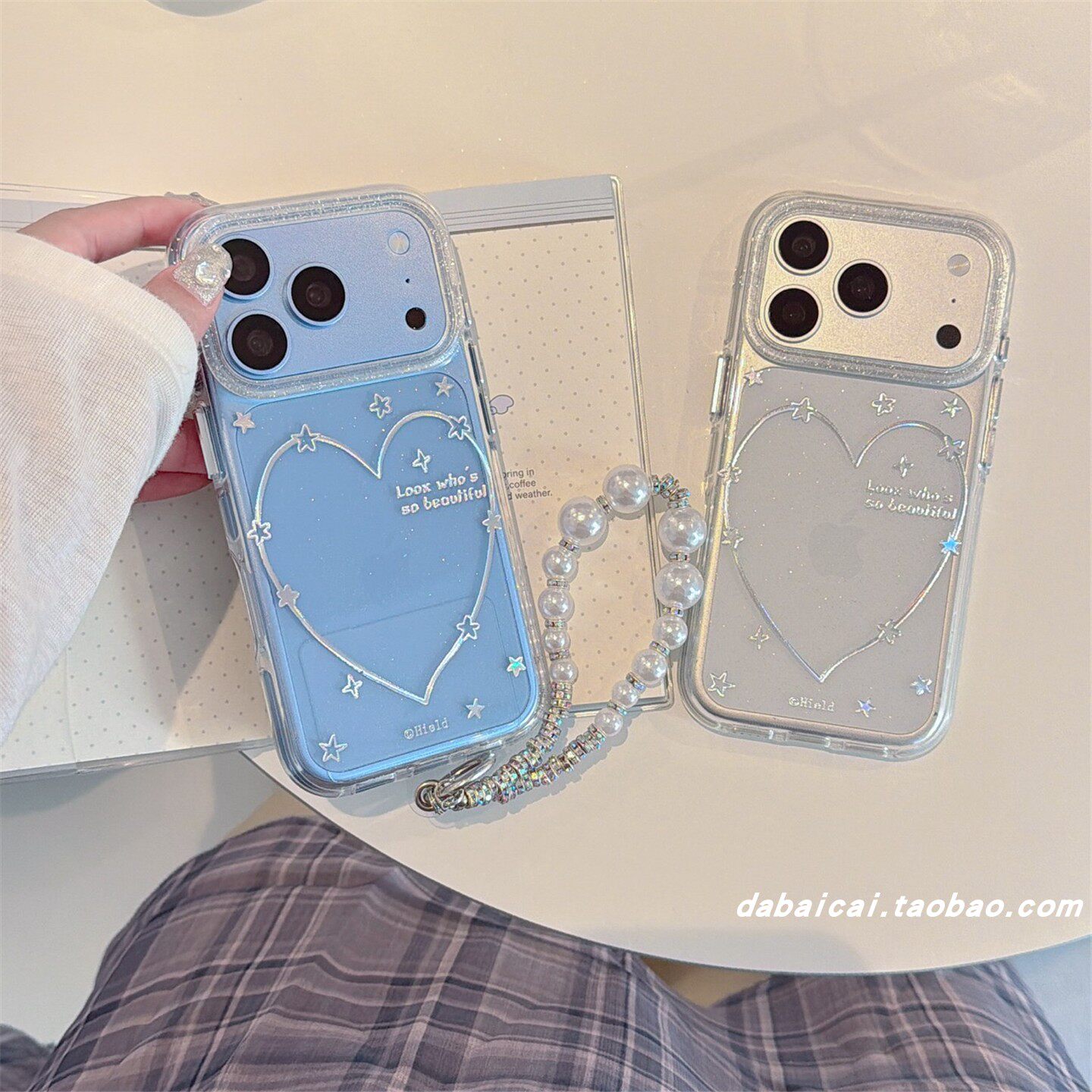 韩系细闪星星爱心适用苹果18promax手机壳iphone17新款16女17pro高级感18pro全包15pro创意防摔小众ins风手链
