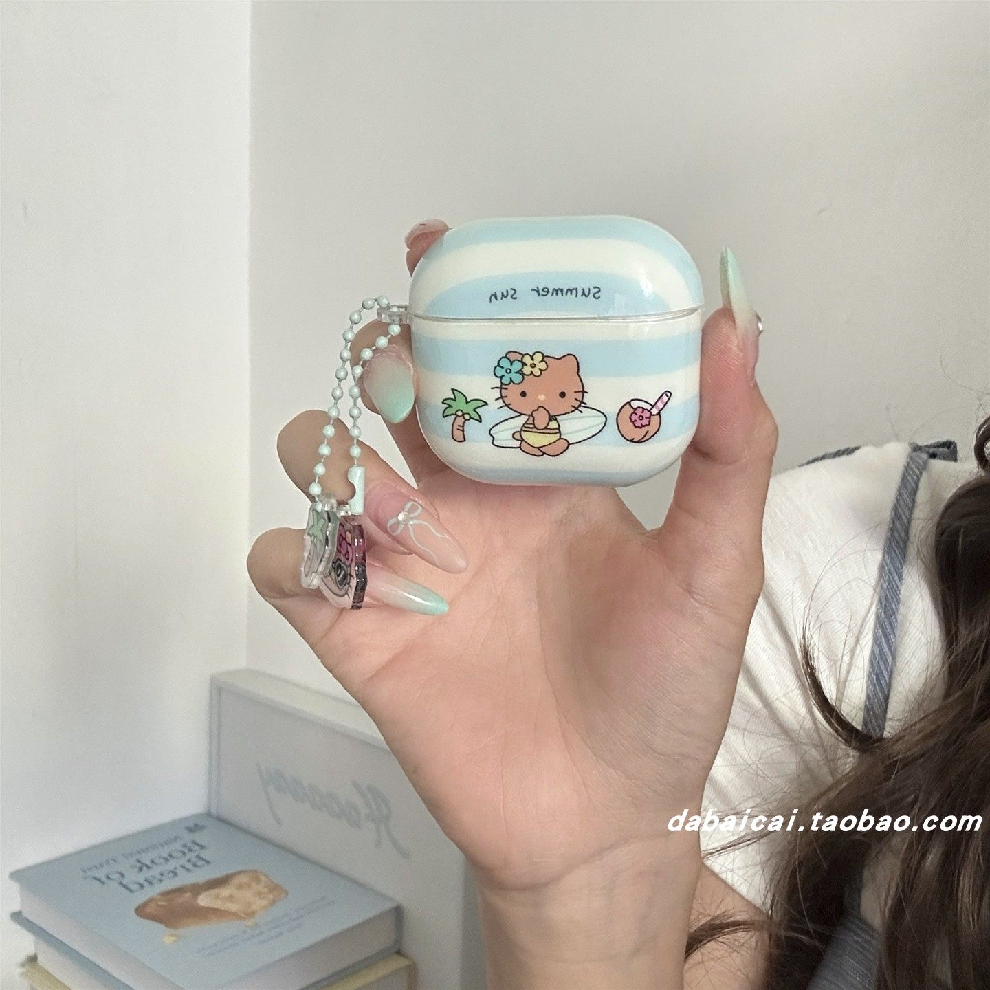 ins条纹冲浪猫咪适用airpods pro2耳机套pro3无线蓝牙苹果airpods1/2代软壳pro新款3/4代防摔保护套少女可爱,3C数码配件,耳机保护套,淘宝优惠券,粉丝福利购,淘宝优惠卷