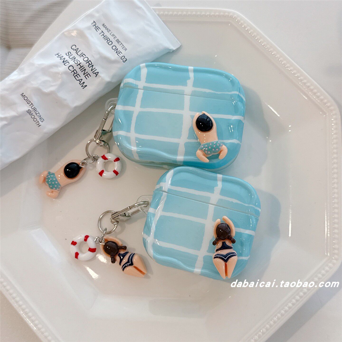 夏日泳池游泳男女适用airpods pro3耳机套4代无线蓝牙苹果airpods1/2代耳机壳pro新款3代pro2防摔保护套韩系