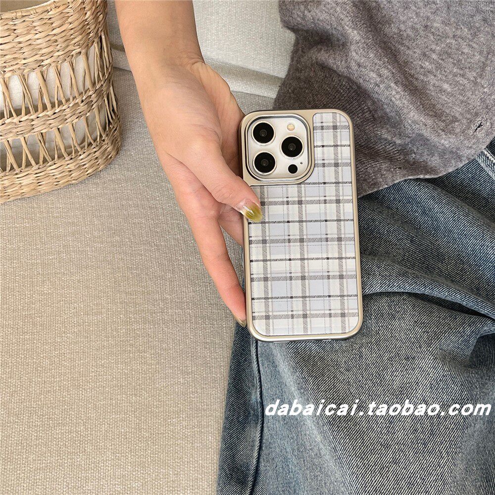 ins滴胶灰蓝格纹适用苹果16promax手机壳iphone15新款14pro少女心13高级感12全包15pro创意简约防摔小众个性,3C数码配件,手机保护套/壳,淘宝优惠券,粉丝福利购,淘宝优惠卷
