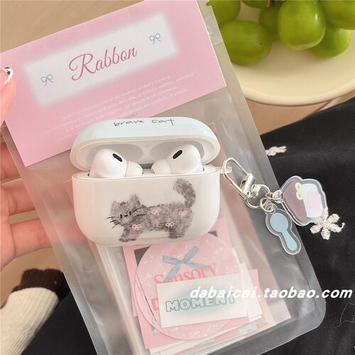 airpods3耳机套蝶结涂鸦猫咪
