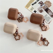 简约棕色硅胶适用airpods pro2耳机套无线蓝牙苹果airpods1/2代软壳pro新款3代防摔保护套情侣男女高级感纯色