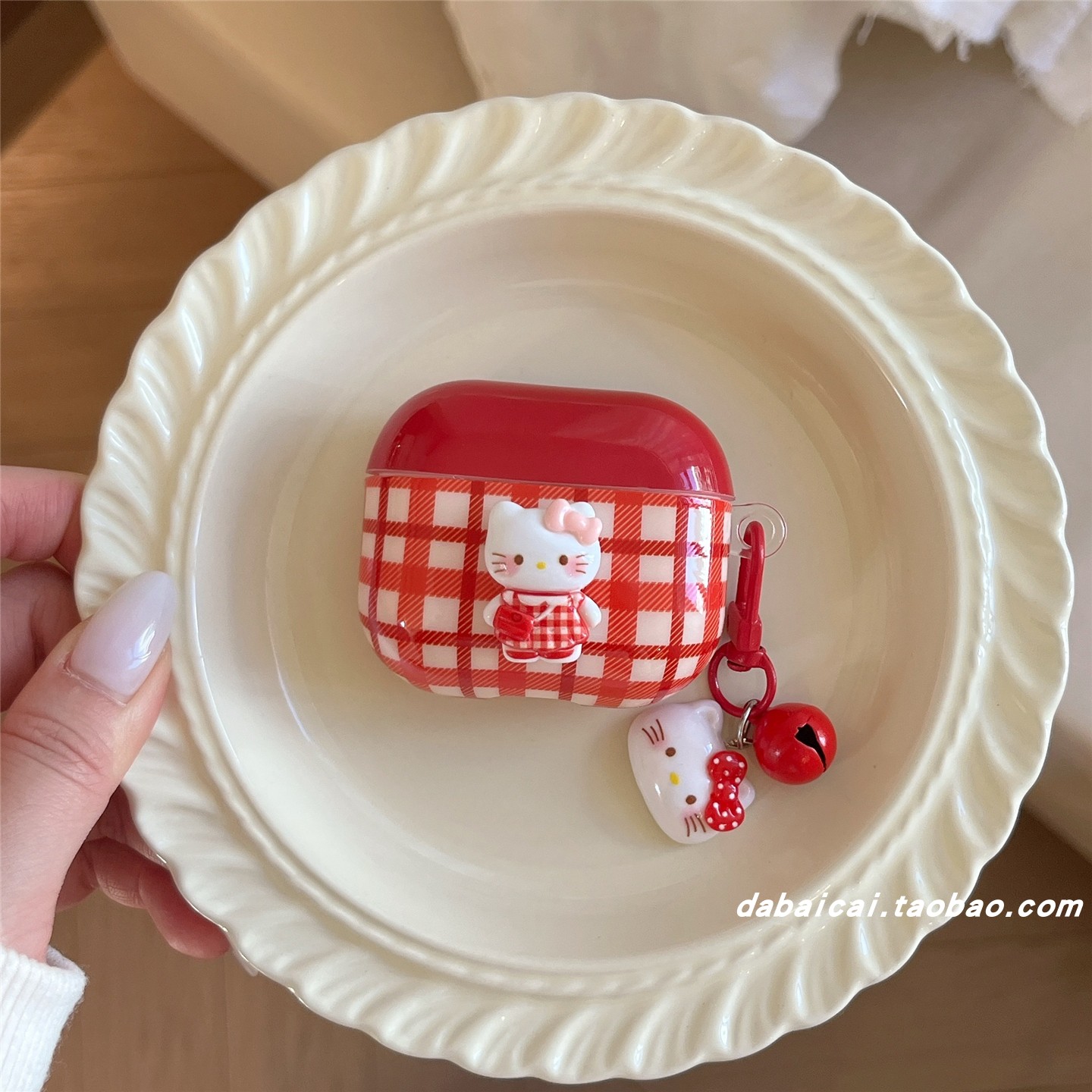 airpods4耳机套可爱红格纹猫咪