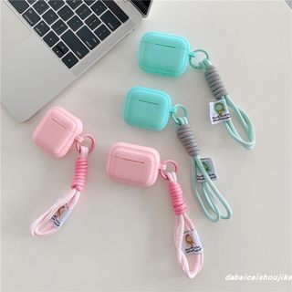 简约纯色情侣适用airpods3保护套男女pro二代airpodspro2耳机套新款苹果无线蓝牙三代airpods2手绳防摔硅胶软