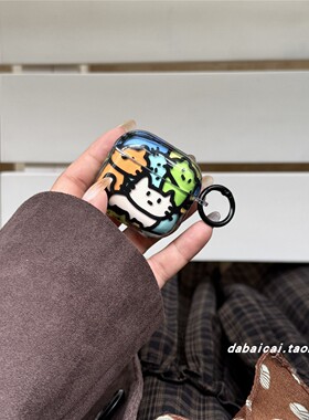 ins彩色叠叠猫咪适用airpods pro3耳机套4代无线蓝牙苹果airpods1/2代软壳pro新款3代pro2防摔保护套韩系可爱