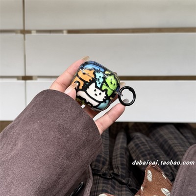 airpodspro3耳机套彩色叠叠猫咪