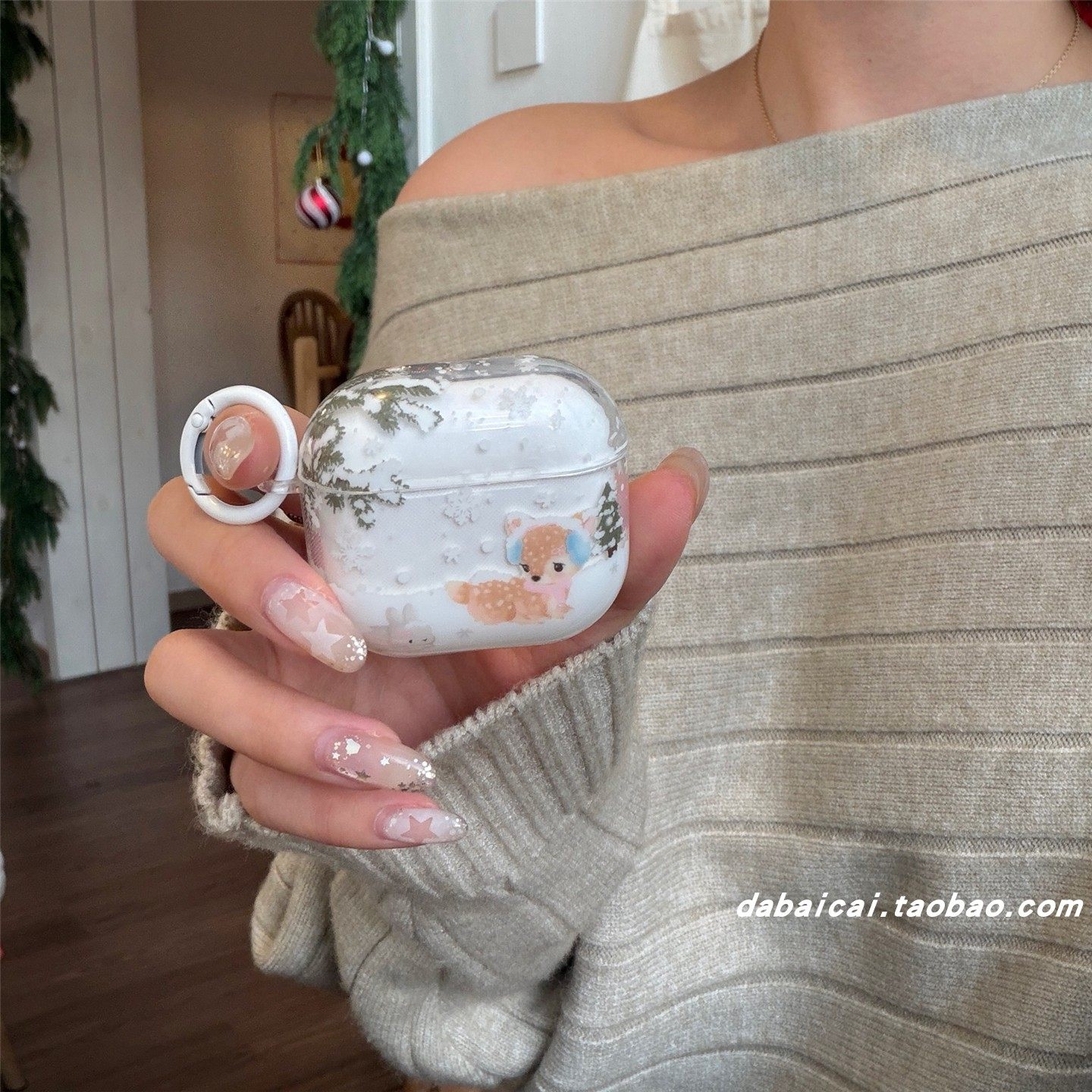 ins雪花松树小鹿适用airpods pro3耳机套4代无线蓝牙苹果airpods1/2代软壳pro新款3代pro2防摔保护套韩系可爱
