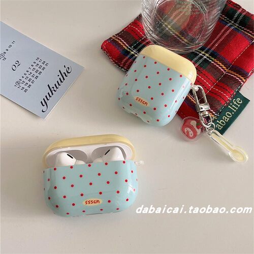 airpods5耳机套ins简约撞色波点