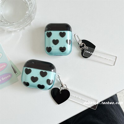 airpods4耳机套韩系撞色黑色爱心