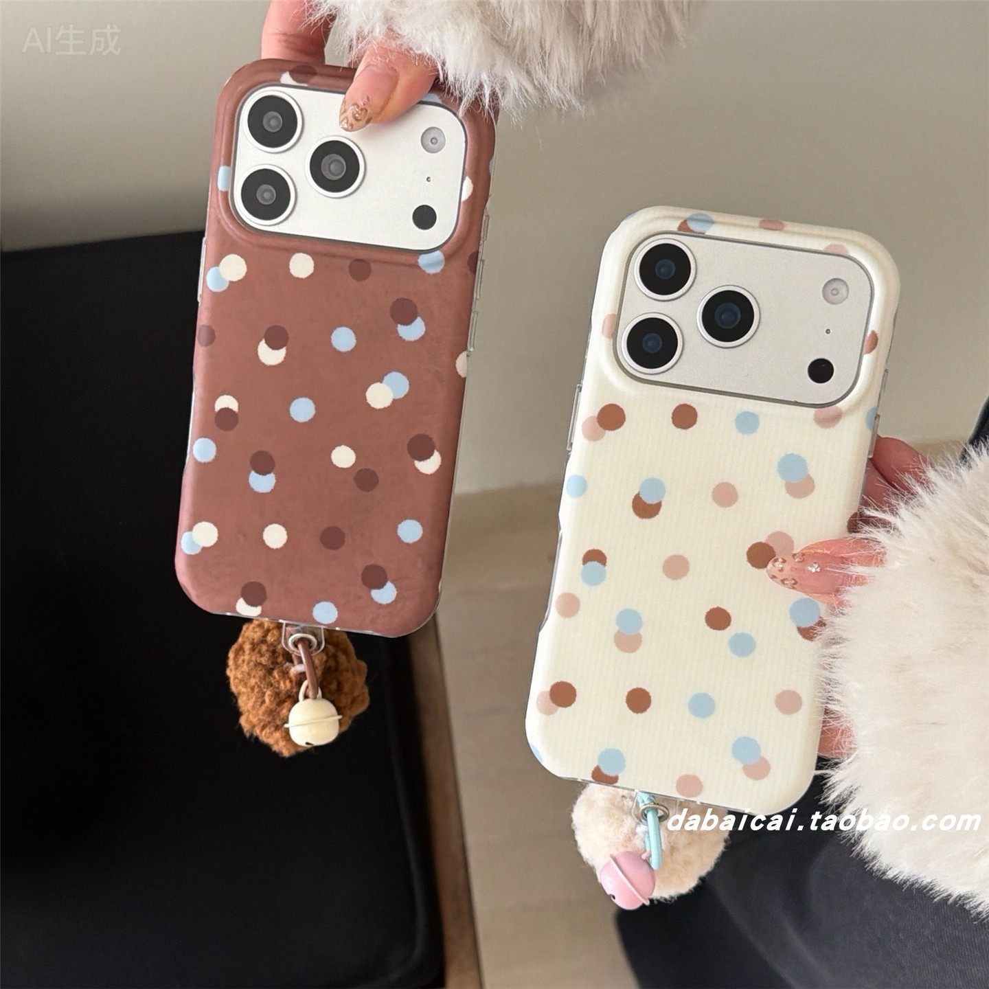 ins简约撞色波点适用iphone17promax苹果16手机壳15pm新款14pro少女心17网红13pro全包防摔韩系小众个性创意,3C数码配件,手机保护套/壳,淘宝优惠券,粉丝福利购,淘宝优惠卷