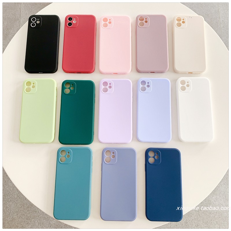 简约纯色适用iphone14promax苹果11/12/13手机壳xr软7p防摔8plus新款男女15pro软胶全包防摔套12pro情侣小众