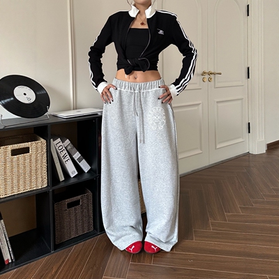 美式复古哥特字母印花休闲裤