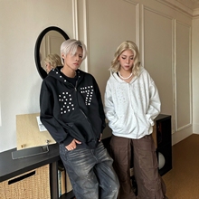 DHSS美式复古立体纽扣连帽卫衣情侣宽松百搭S拉链设计感开衫外套