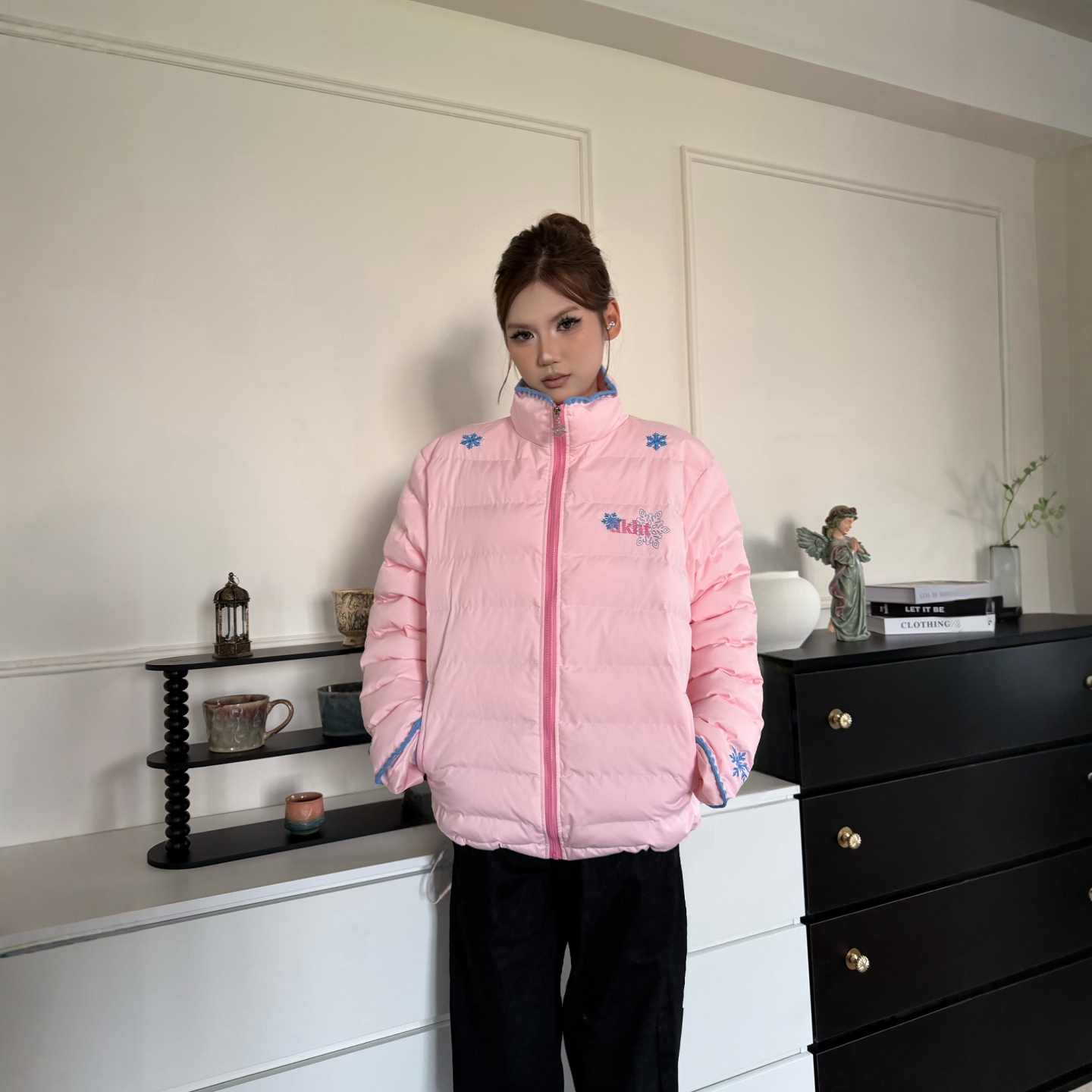 DHSS美式冬季雪花排骨棉服