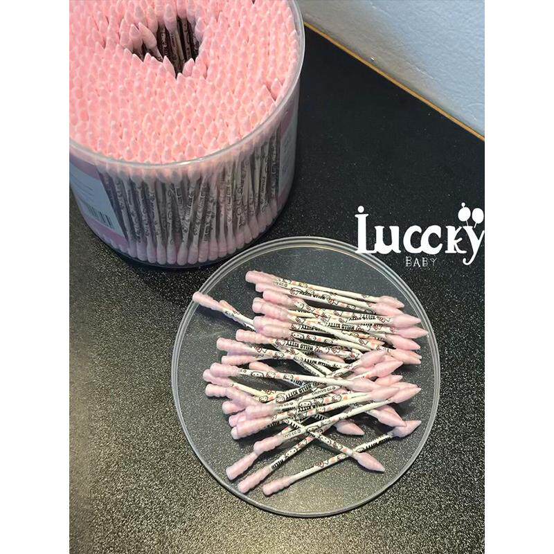 卡通猫棉签有印花棉婴儿棒掏耳朵专用医用无菌家用碘伏化妆用