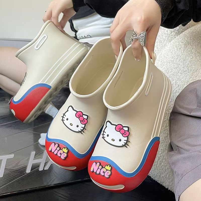 hellokitty雨鞋女款软底防滑防水超软雨靴可爱卡通外穿厚底中筒靴