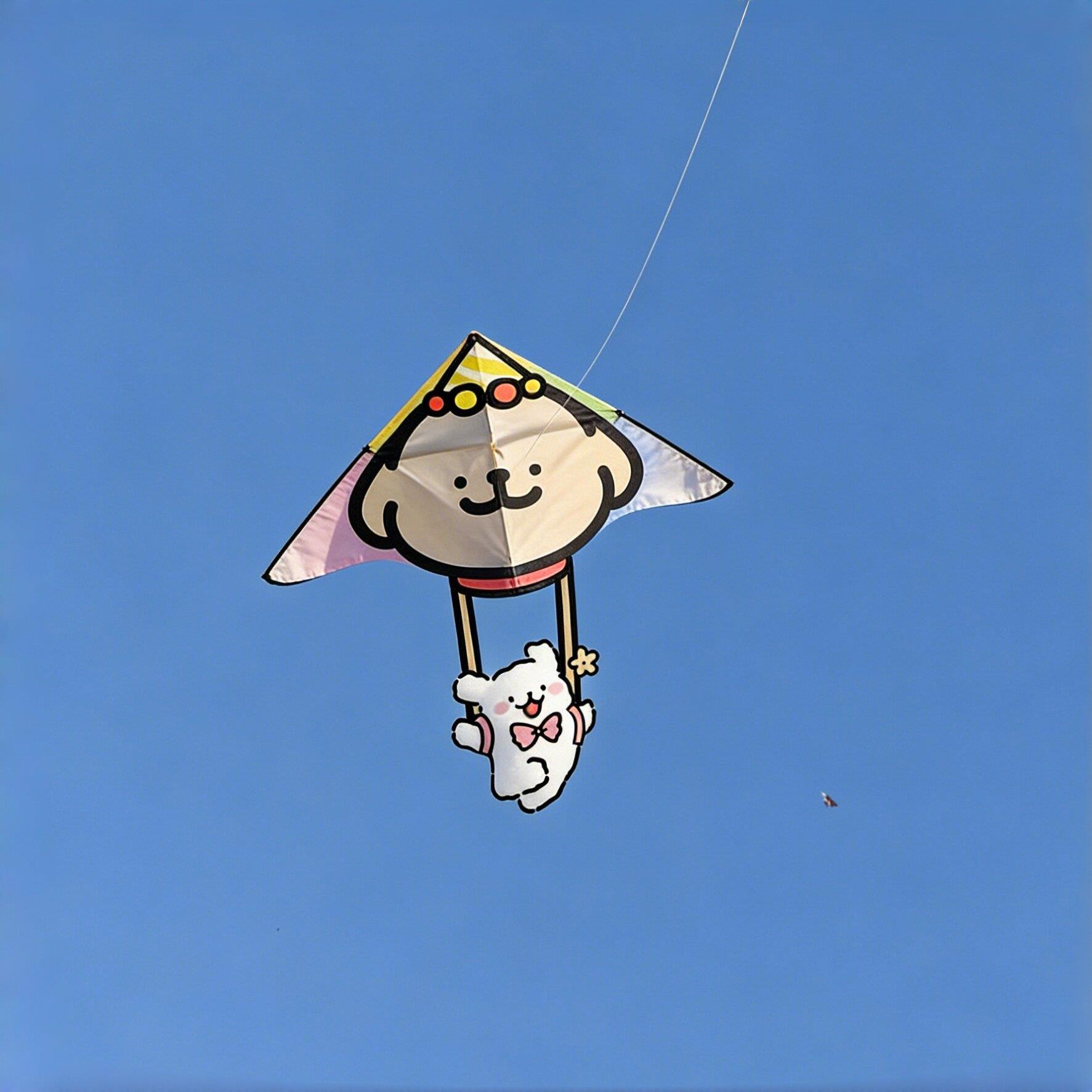 可爱小狗风筝微风易飞手持潍坊非遗纸鸢大人专用儿童高颜值带线轮