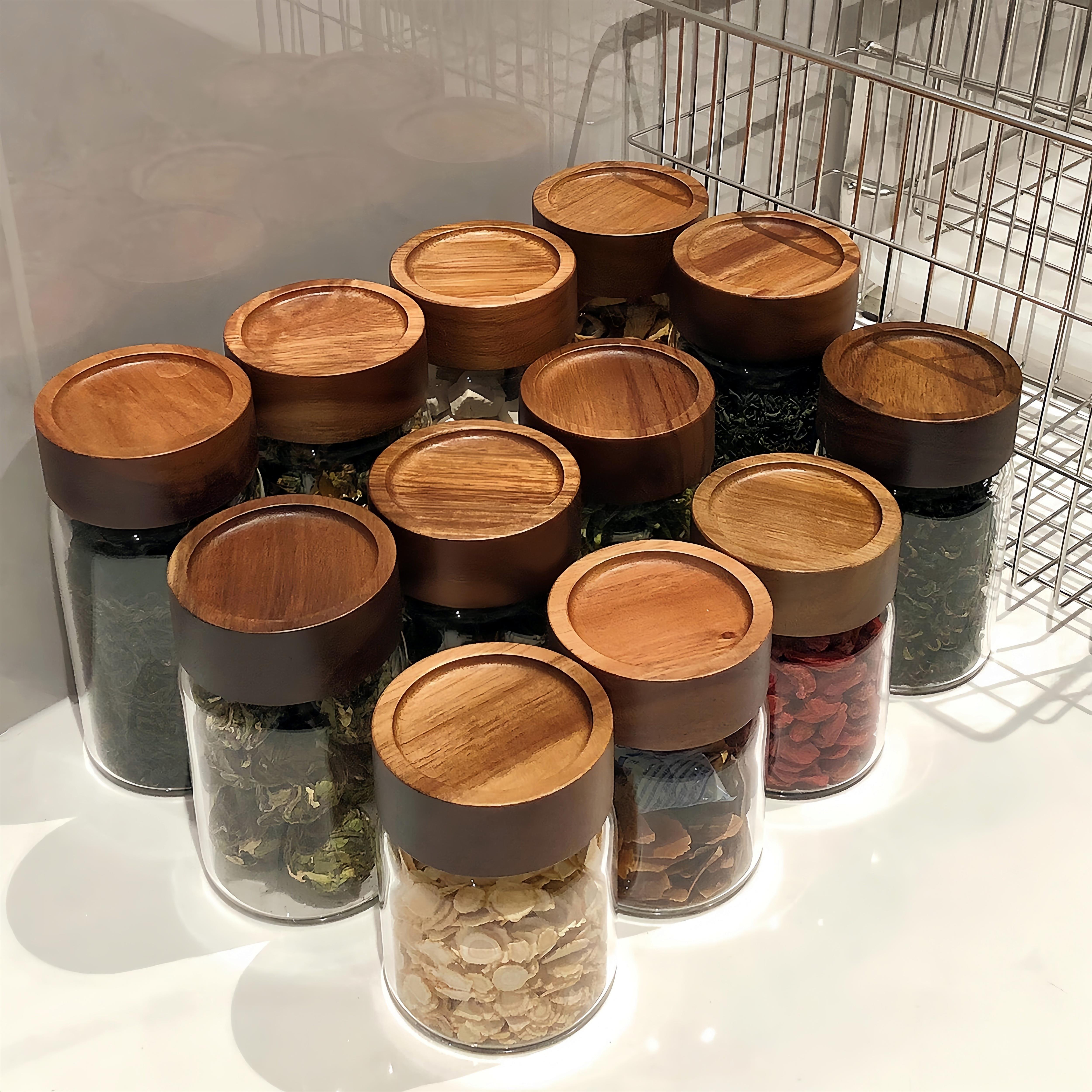 相思木密封罐储物罐玻璃食品五谷杂粮咖啡豆厨房防潮带盖收纳罐子