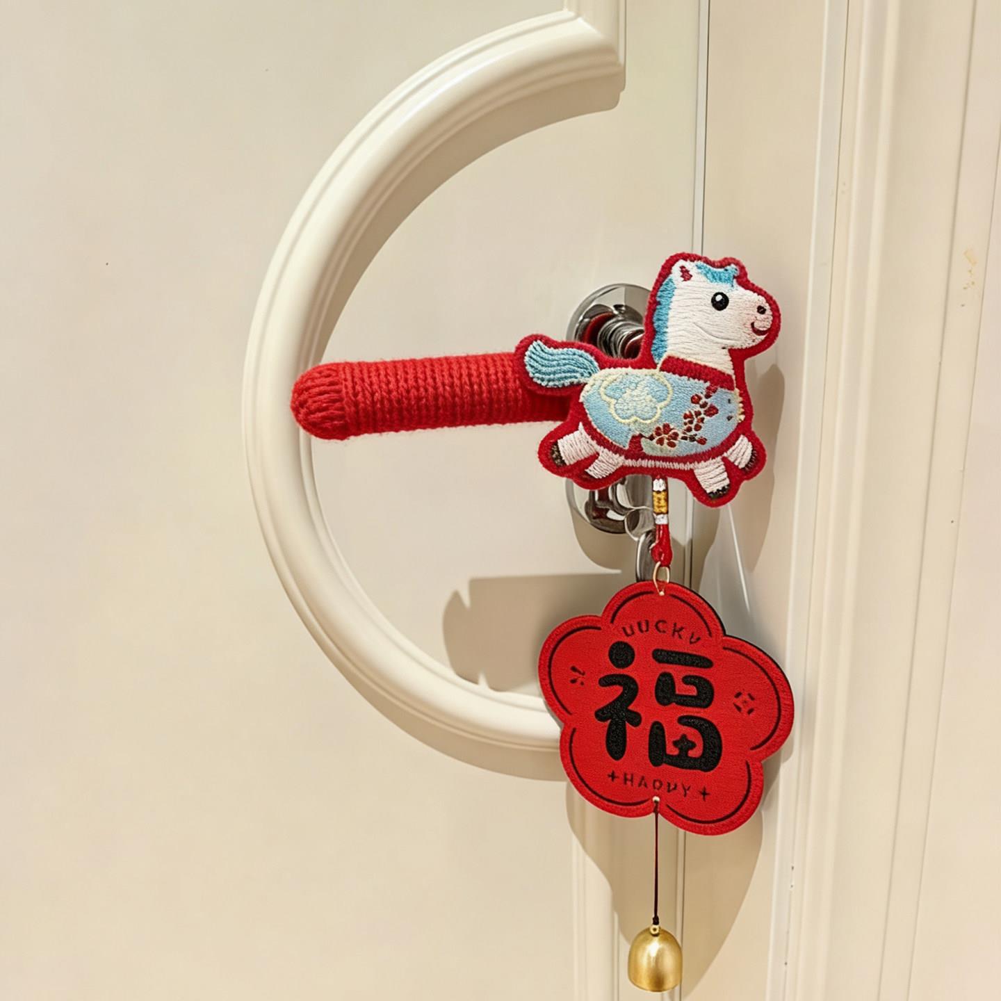 门把手装饰挂件保护套防静电2026马年乔迁之喜入户门元旦氛围布置图片